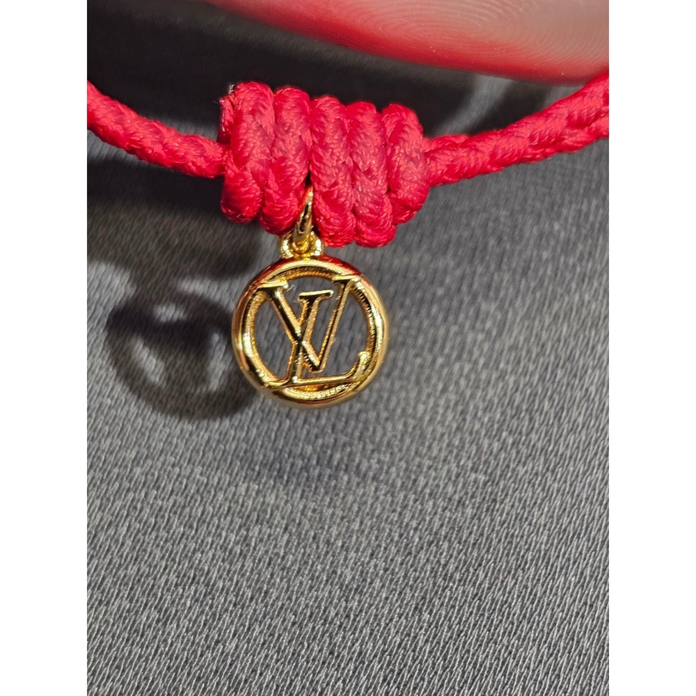 Louis Vuitton Twin Locked Bracelet M4284Z LV Monogram Padlock Cord Charm Jewelry - Picture 5 of 9